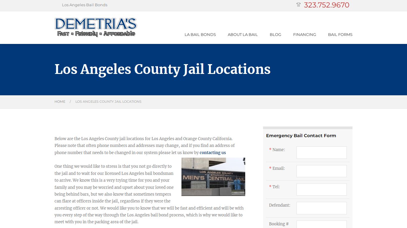 Los Angeles County jail locations addresses. LA Jail Phone NumbersLos ...