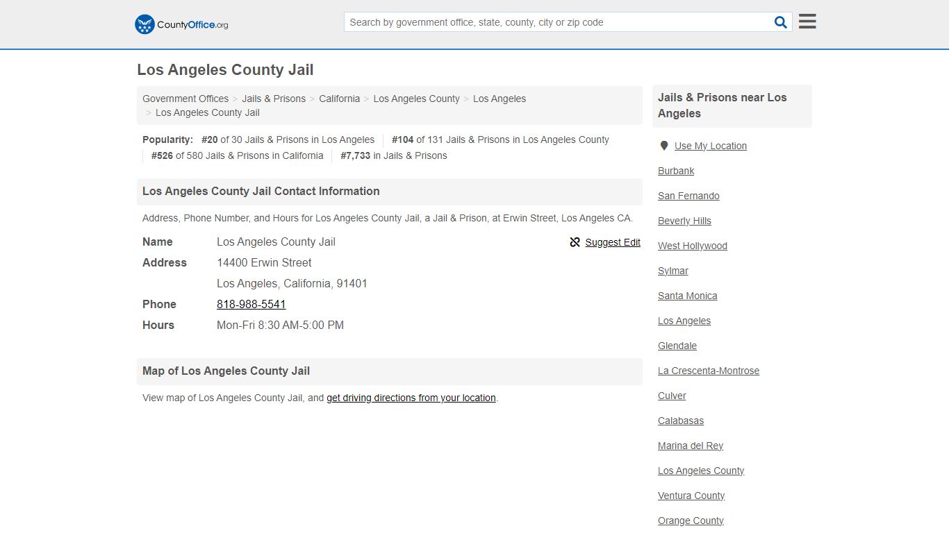 Los Angeles County Jail - Los Angeles, CA (Address, Phone, and Hours)