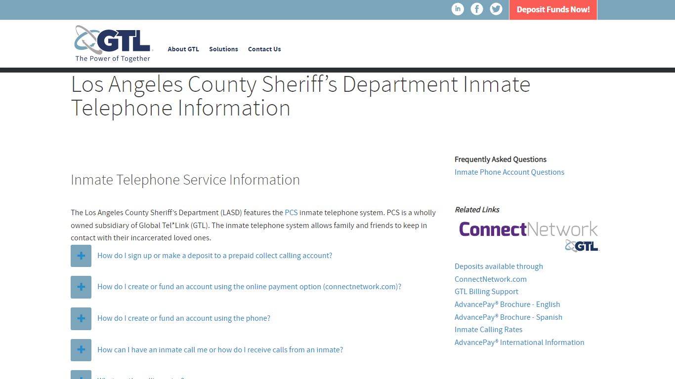 Los Angeles County Sheriff’s Department Inmate Telephone ... - GTL